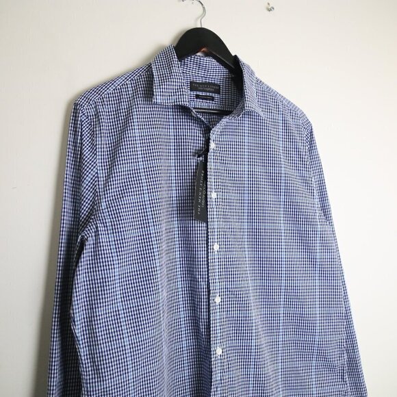 The Men's Bloomingdale's Gingham Button Down Stretch Fabroc Size Large - Picture 2 of 11